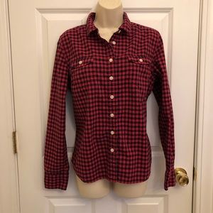 Tommy Hilfiger Women’s Lg Red & Black Button Down
